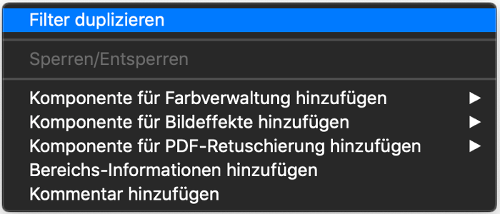 Dropdown-Menü der Filter