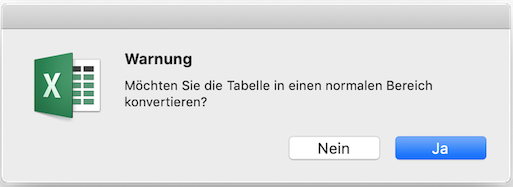 Warnung bei Konvertierung