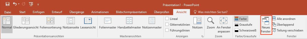 Menü Ansicht bei PowerPoint unter Windows